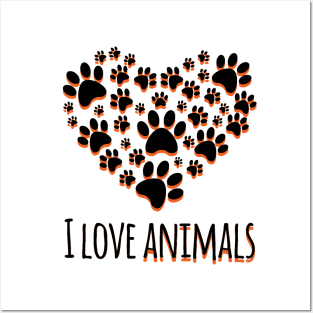 I love Animals fun T-Shirt Posters and Art